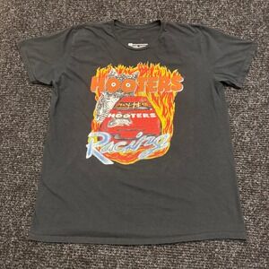 Hooters Racing Graphic T-Shirt Mens XL Black Cotton Short Sleeve Nascar Style